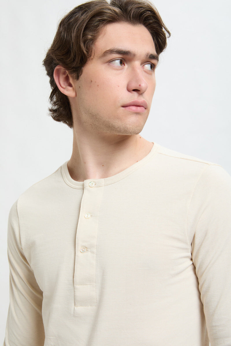 206 loopwheeled henley shirt