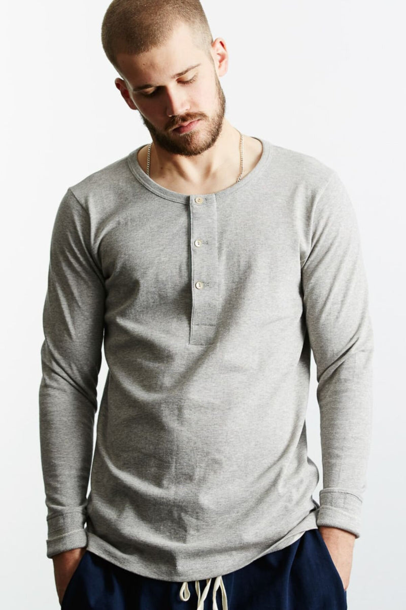 Loopwheeled Henley L/S T-Shirt