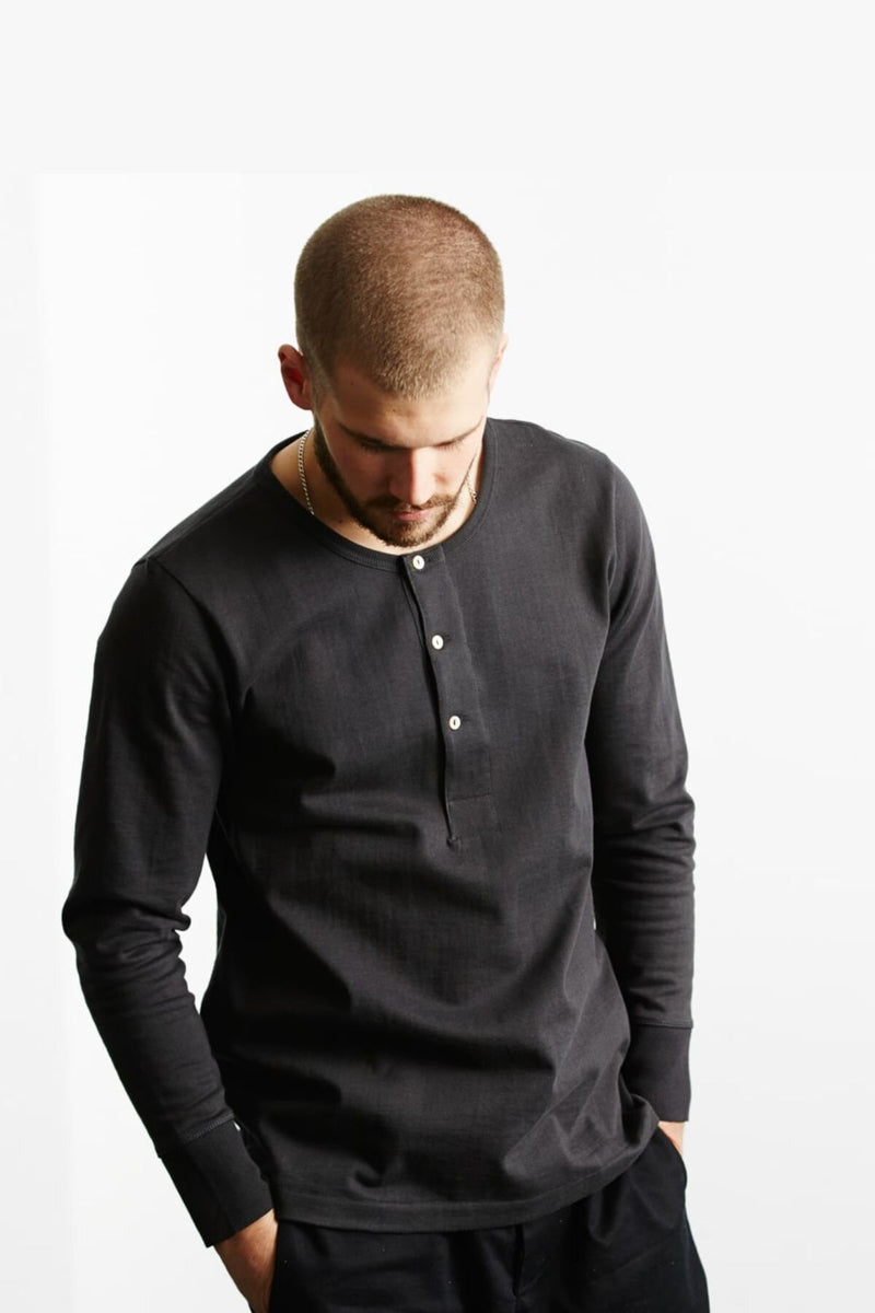 Loopwheeled Henley L/S T-Shirt