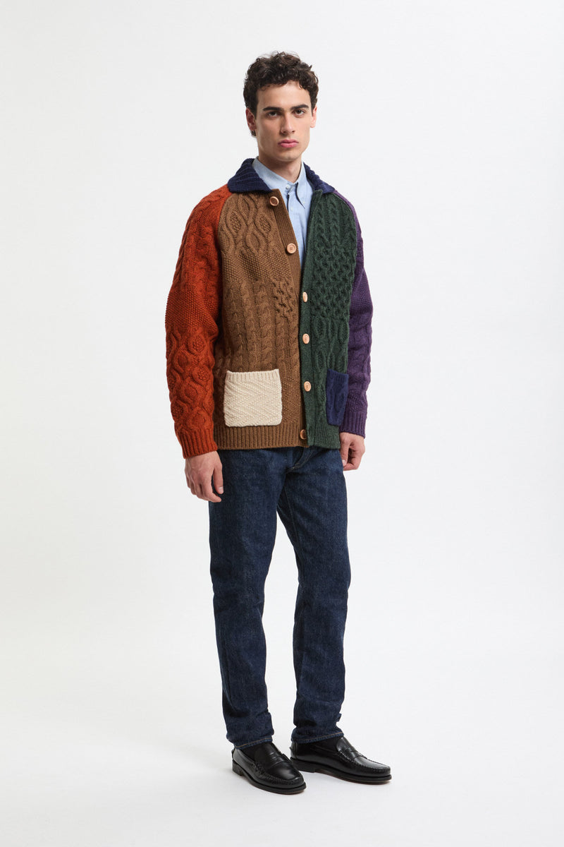 Cardigan Aran Patchwork