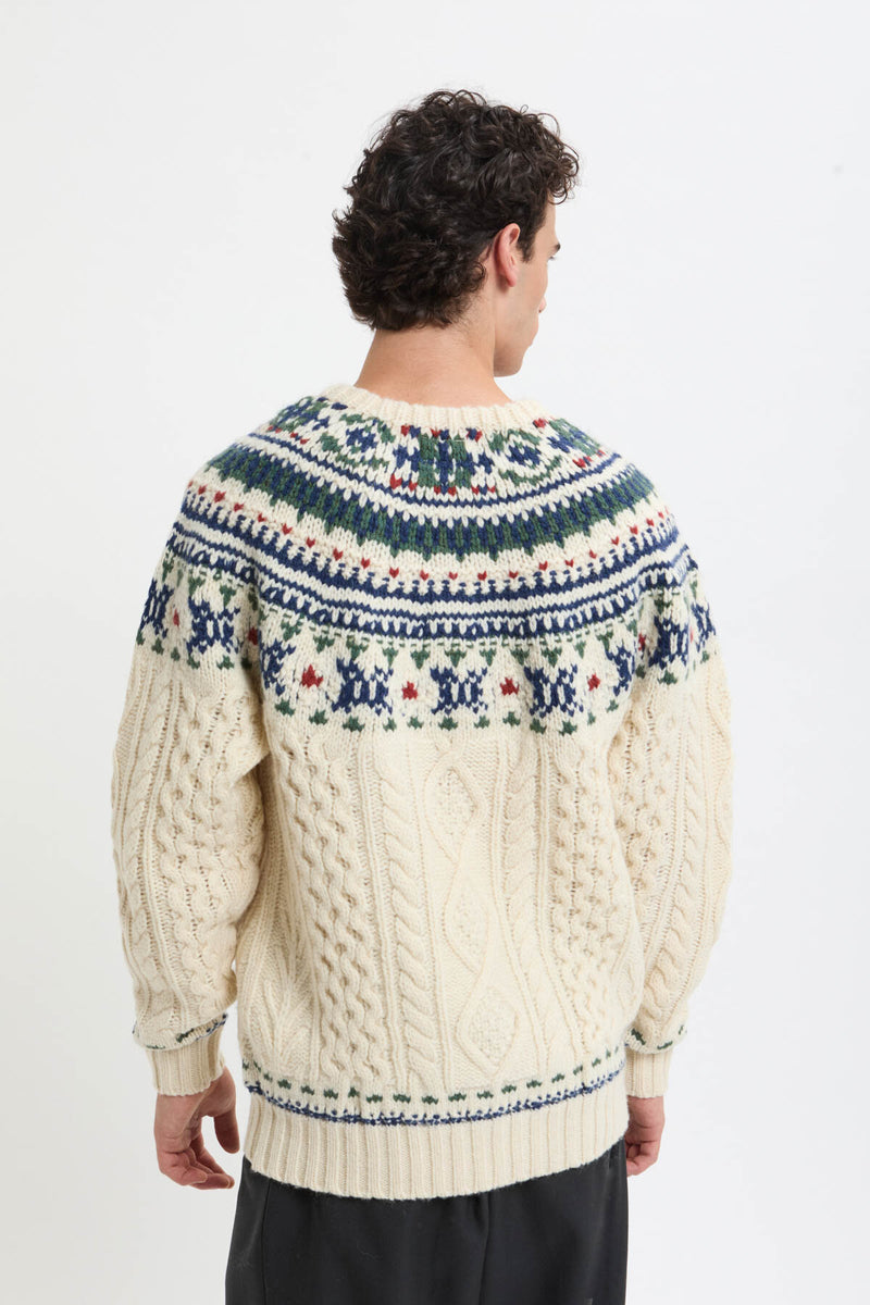 Maglia girocollo a Trecce Stile Nordico