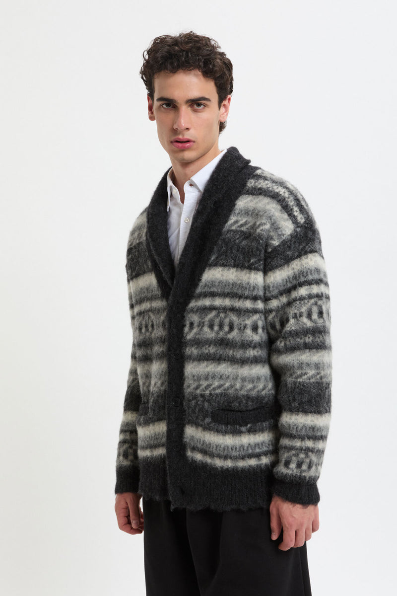 Cardigan Shaggy con collo a Scialle