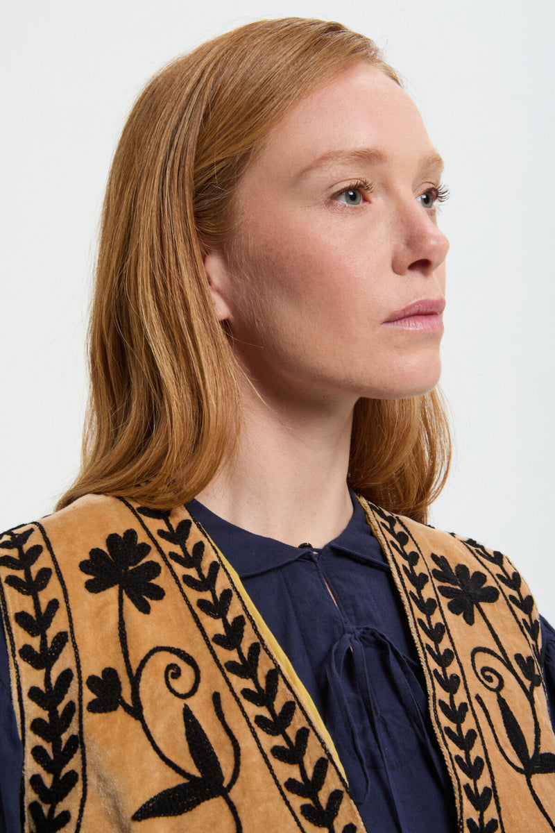 Gilet in velluto Suzani