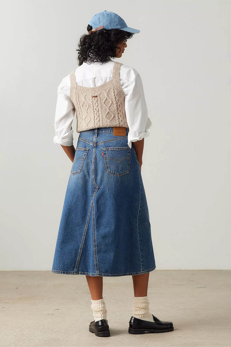 High Rise A Line Decon Skirt