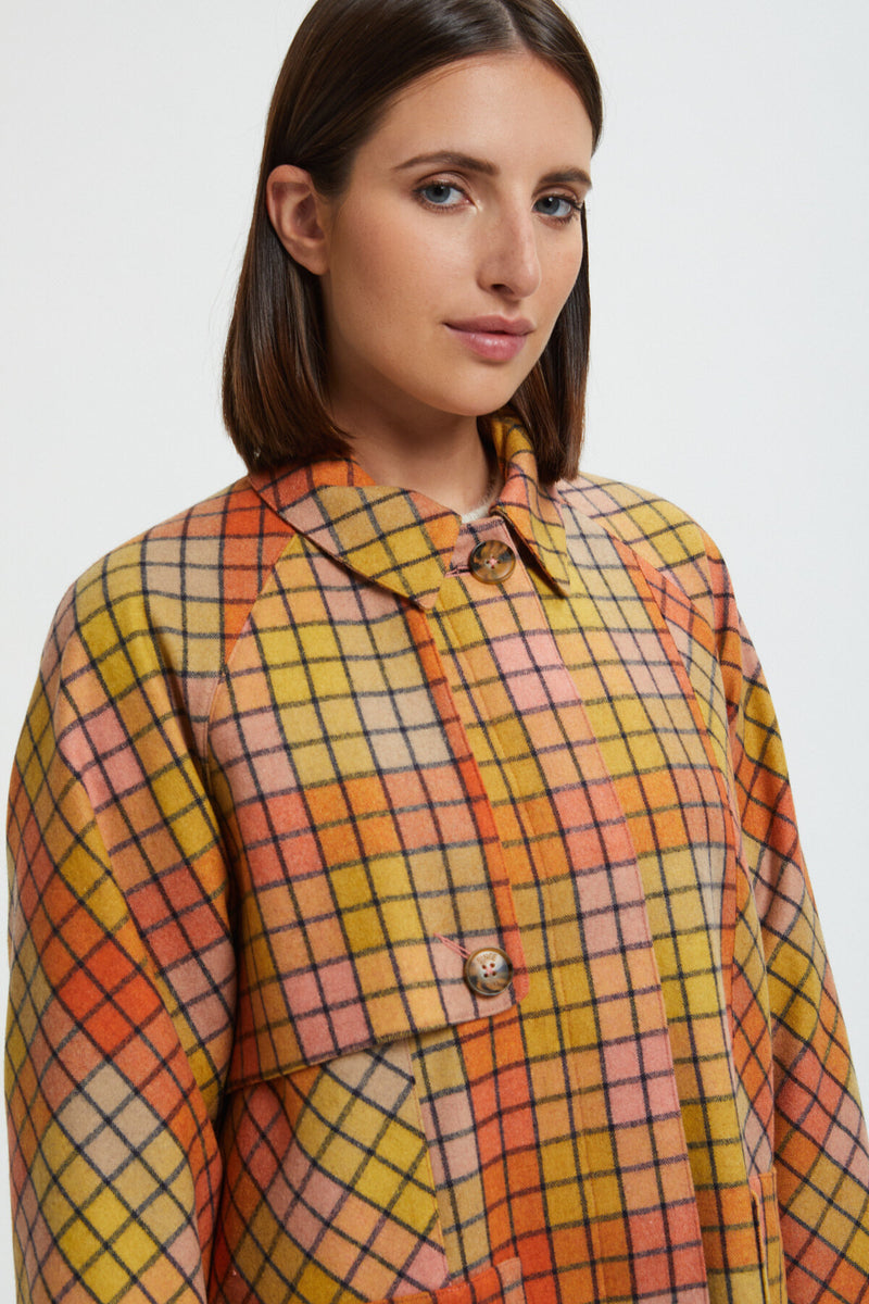 Women's Check Wool Coat