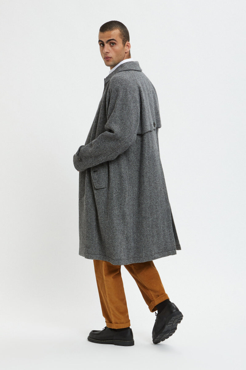 Pattern Wool Raglan Coat