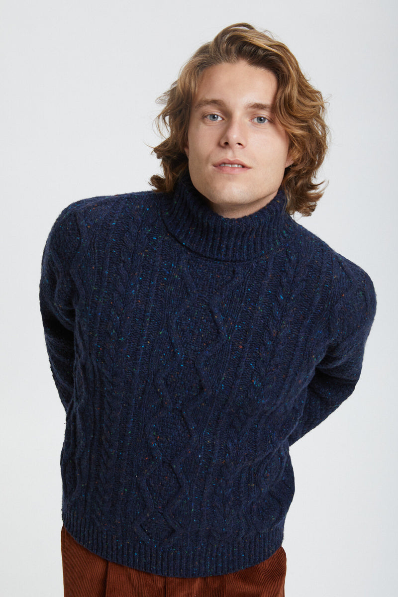 Maglione a collo alto Aran