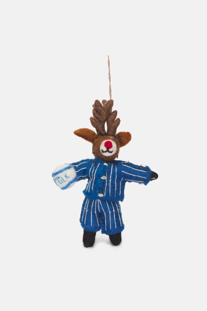 Handmade Needle Felt Christmas Pyjamas Rudolph Hanging Decoration
