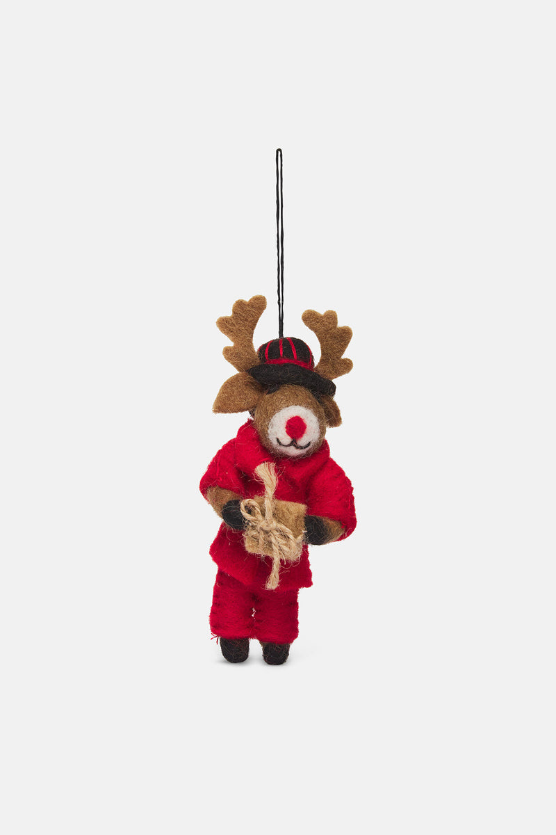 Handmade Felt Dasher the Christmas Reindeer Hanging Decoration