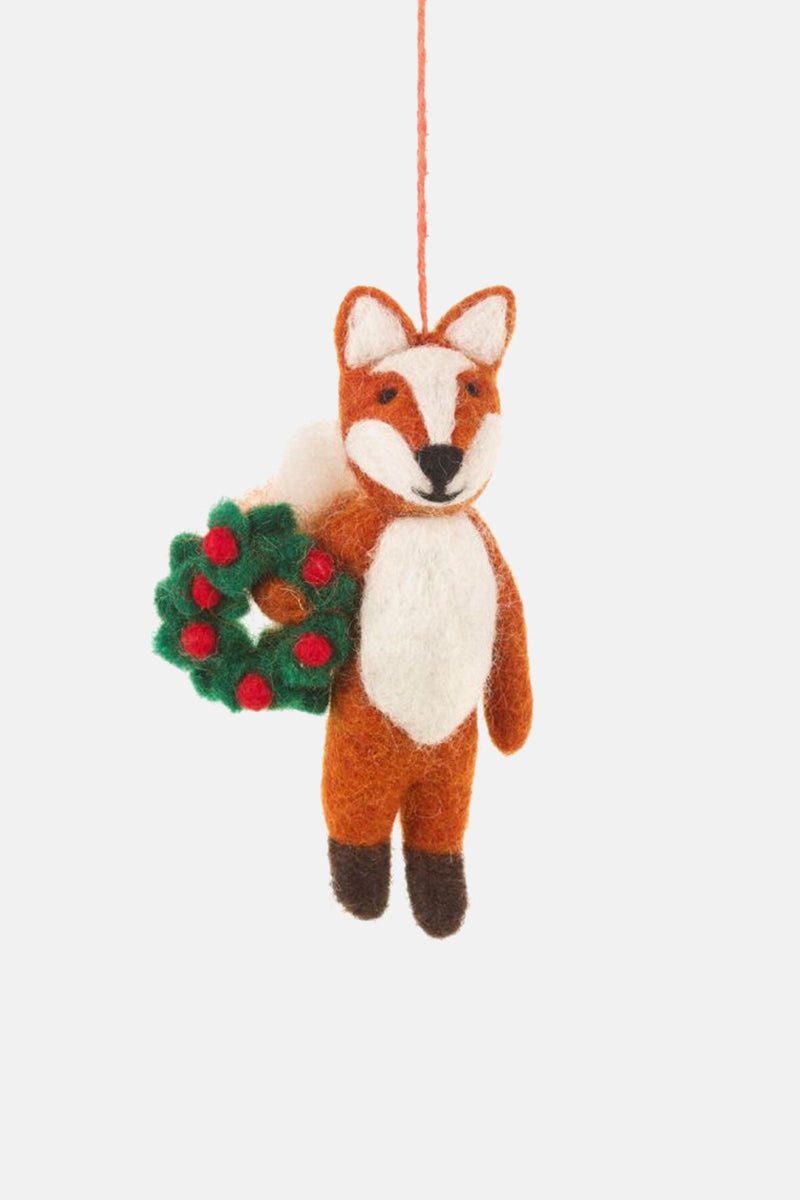 Handmade Felt Finley the Festive Fox Hanging Decoration