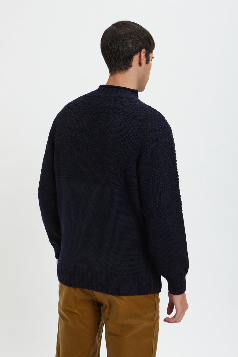 Wool Roll Neck Fisherman'S Sweater