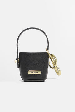 Ciondolo in pelle a forma di borsa a secchiello