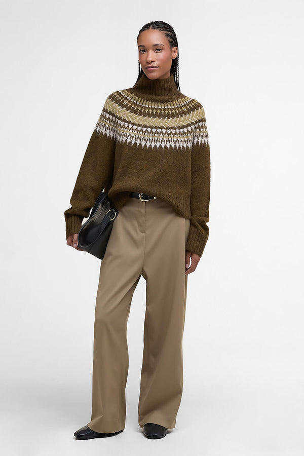 Maglione Lorrie con collo alto con risvolto e motivo Fair Isle