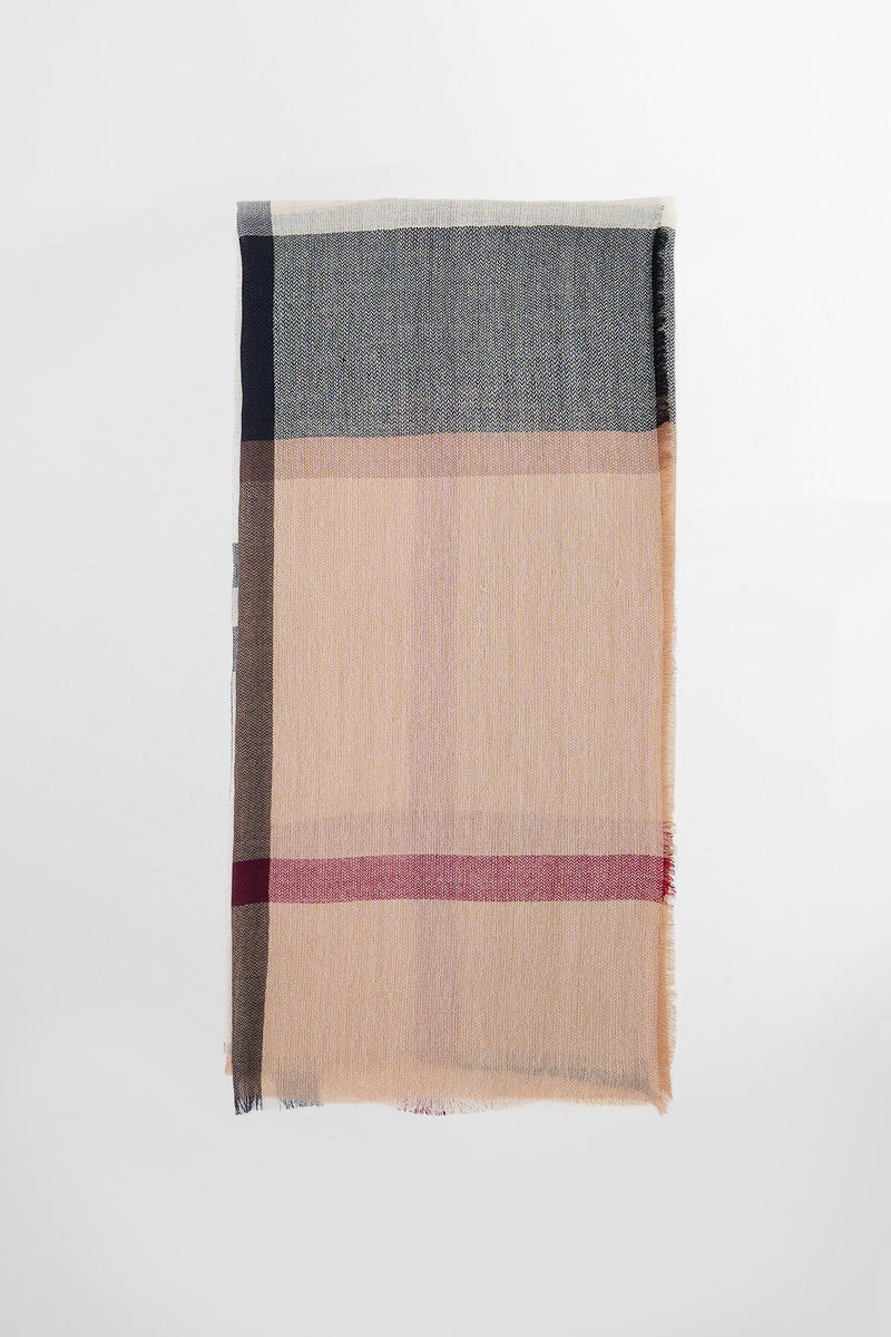 Sciarpa con motivo tartan in lana d’agnello Saffron