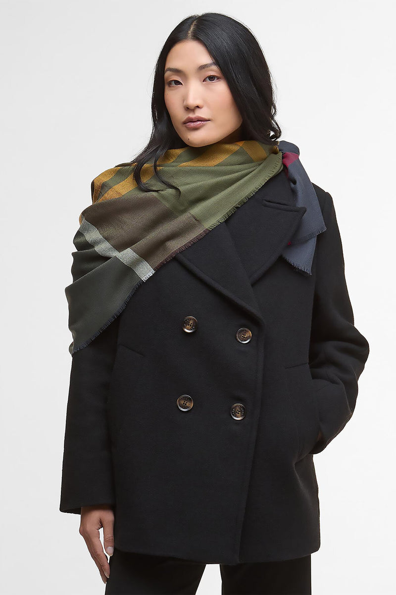 Sciarpa con motivo tartan in lana d’agnello Saffron