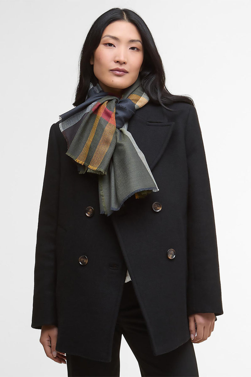 Sciarpa con motivo tartan in lana d’agnello Saffron