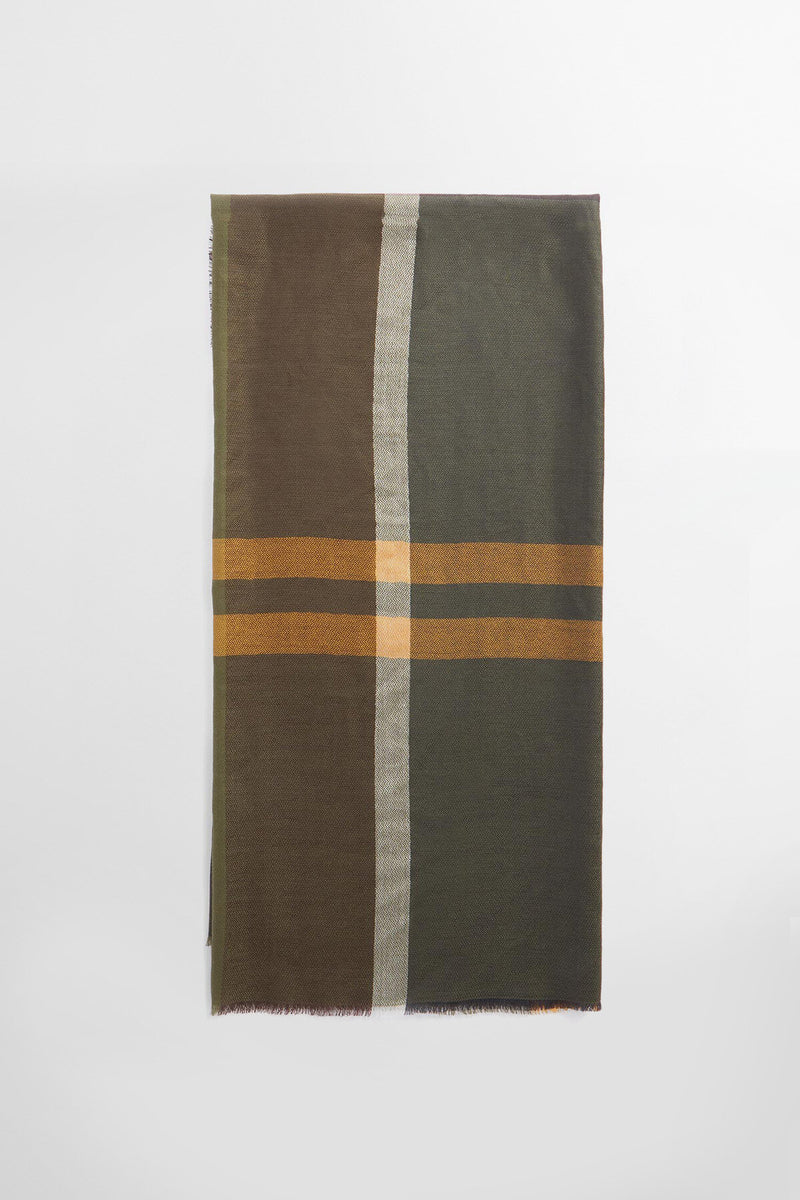 Sciarpa con motivo tartan in lana d’agnello Saffron