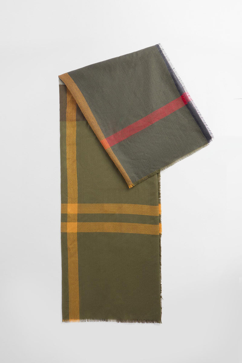 Sciarpa con motivo tartan in lana d’agnello Saffron