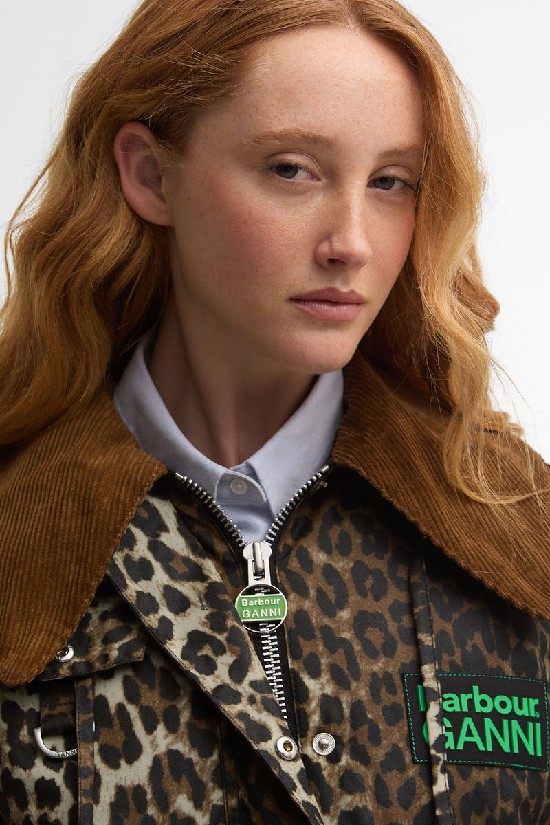 Barbour x GANNI Leopard Print Waxed Anorak