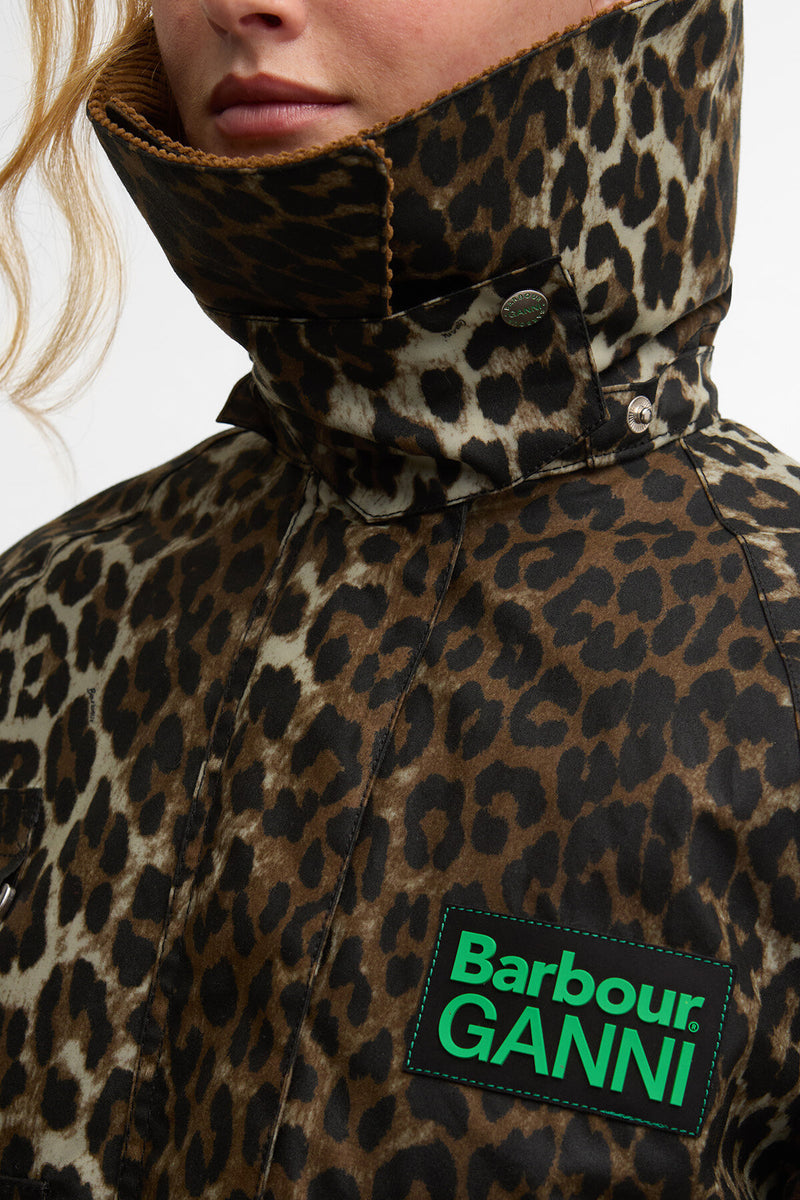Barbour x GANNI Leopard Print Waxed Anorak