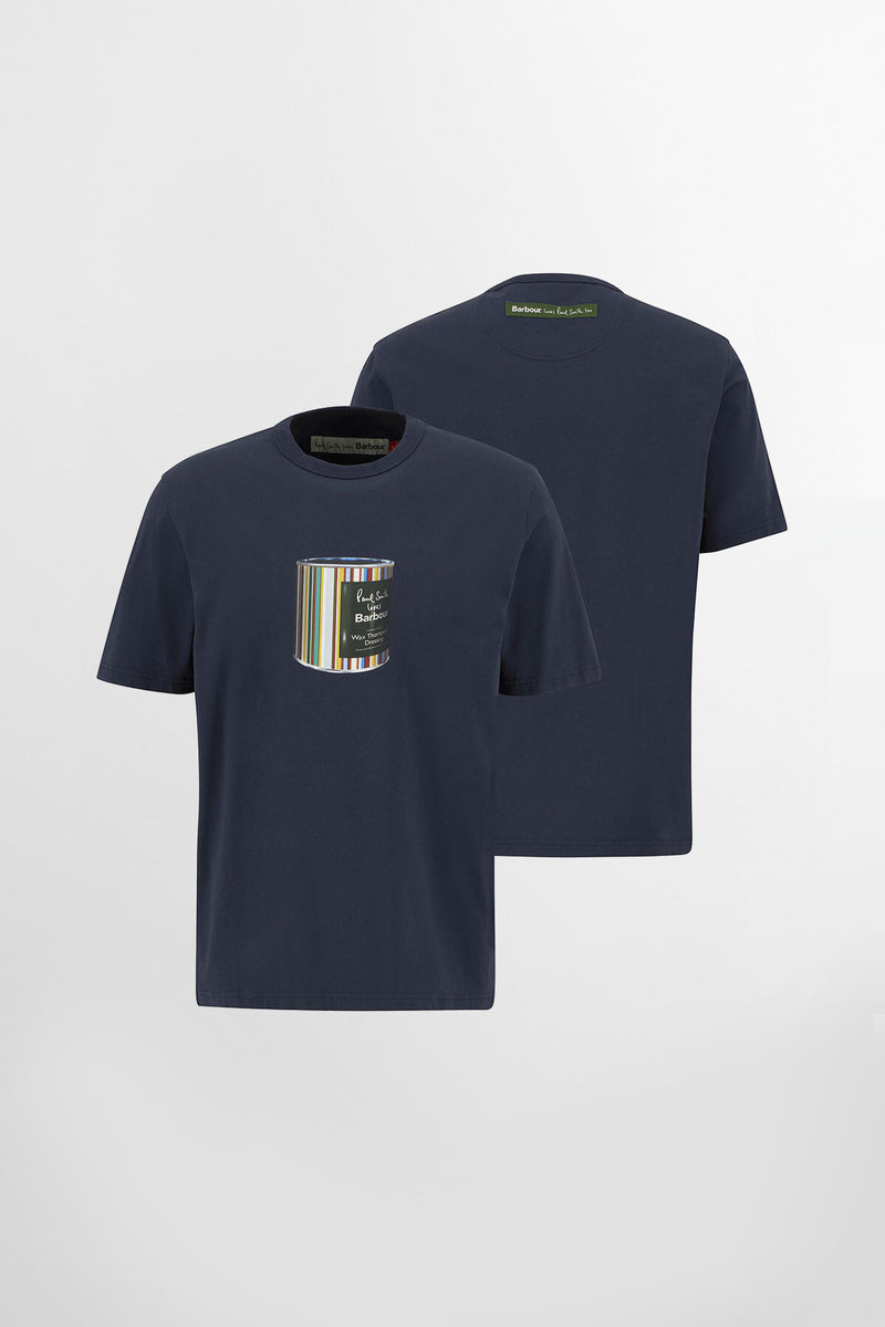 T-shirt con stampa barattolo di cera Paul Smith loves Barbour