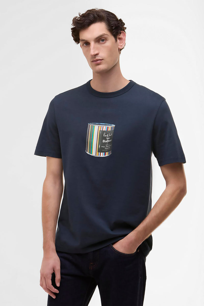 T-shirt con stampa barattolo di cera Paul Smith loves Barbour