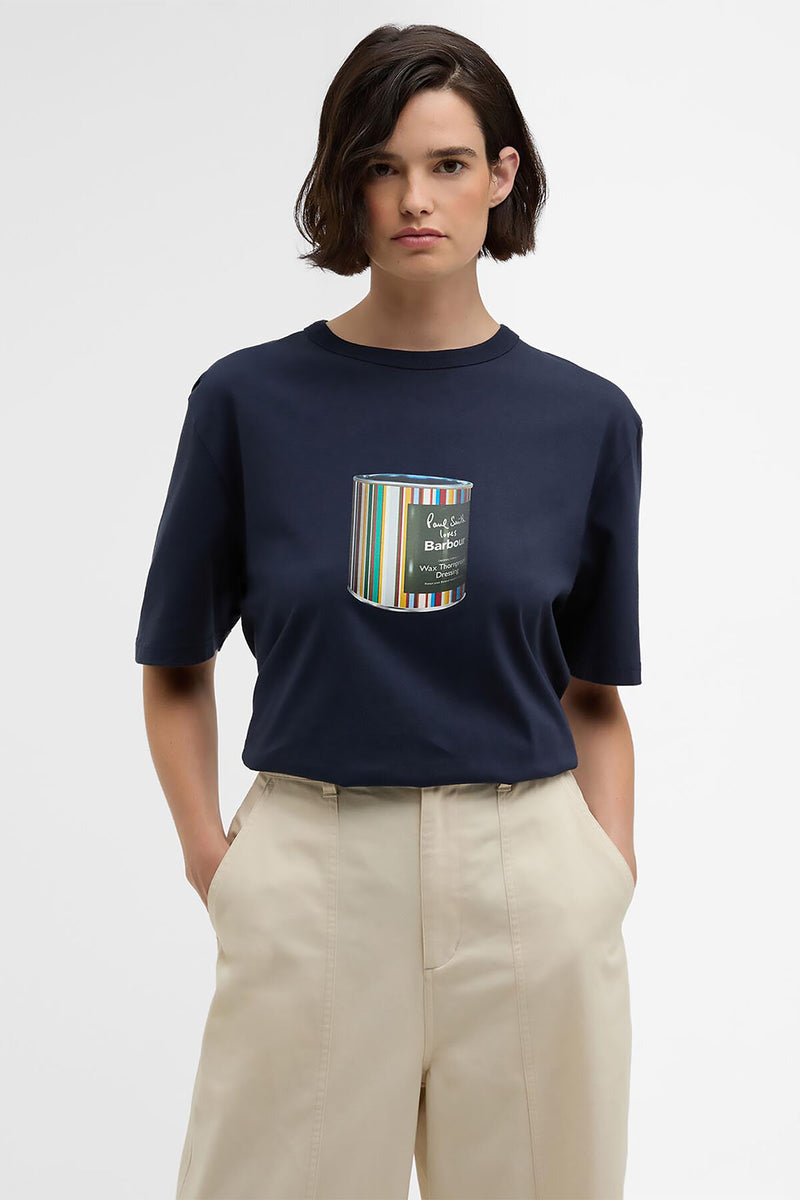 T-shirt con stampa barattolo di cera Paul Smith loves Barbour