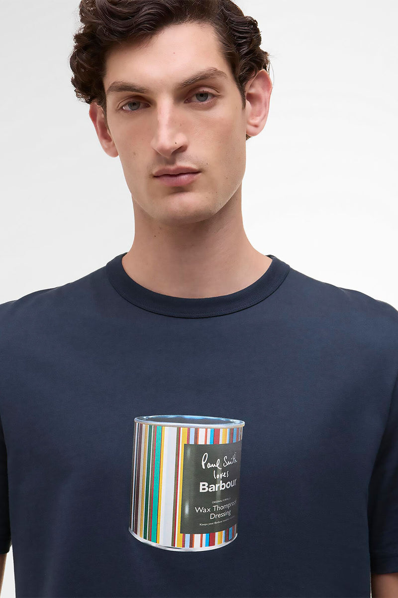 T-shirt con stampa barattolo di cera Paul Smith loves Barbour