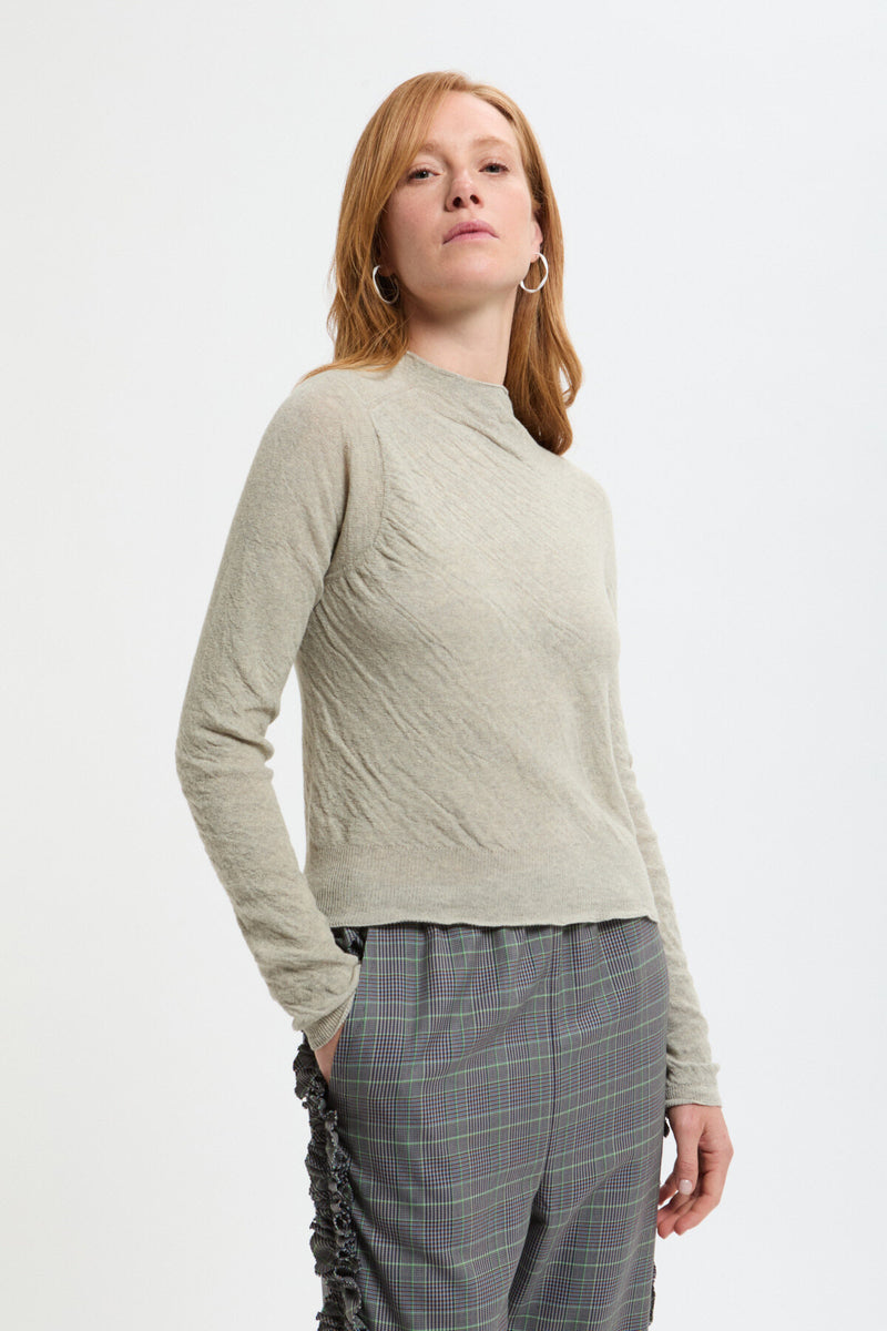 Mock Neck Sheer Sweater