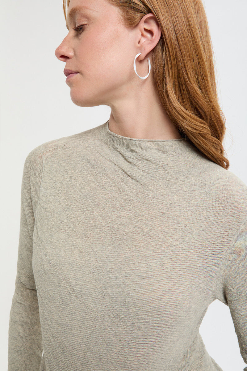 Mock Neck Sheer Sweater
