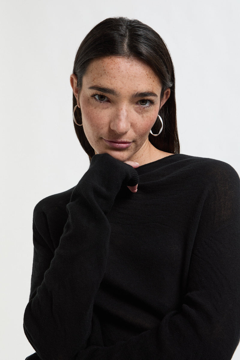 Mock Neck Sheer Sweater