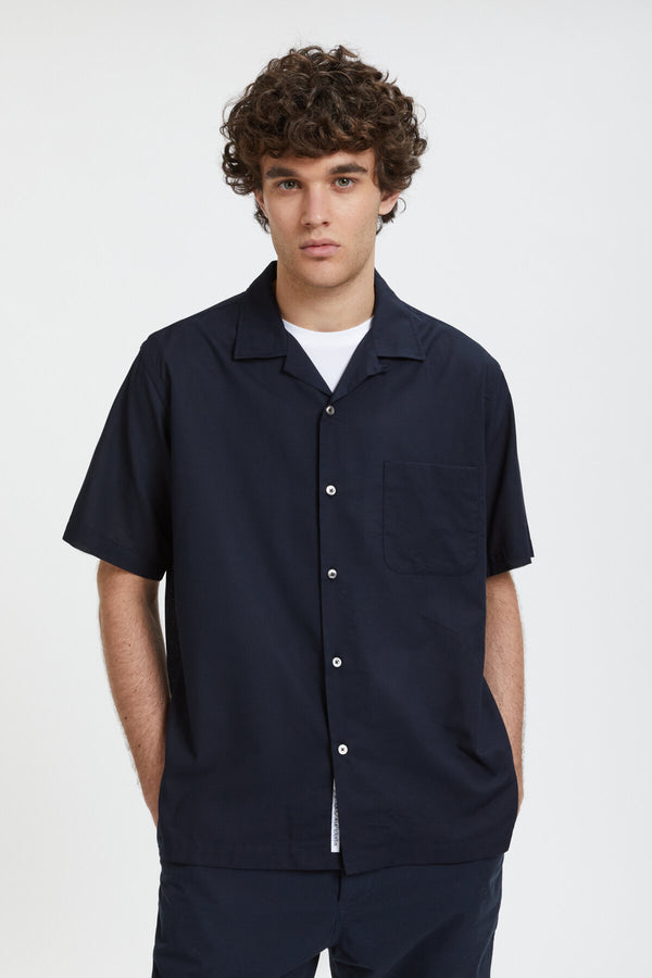 Open Collar Panama Shortsleeve Shirt