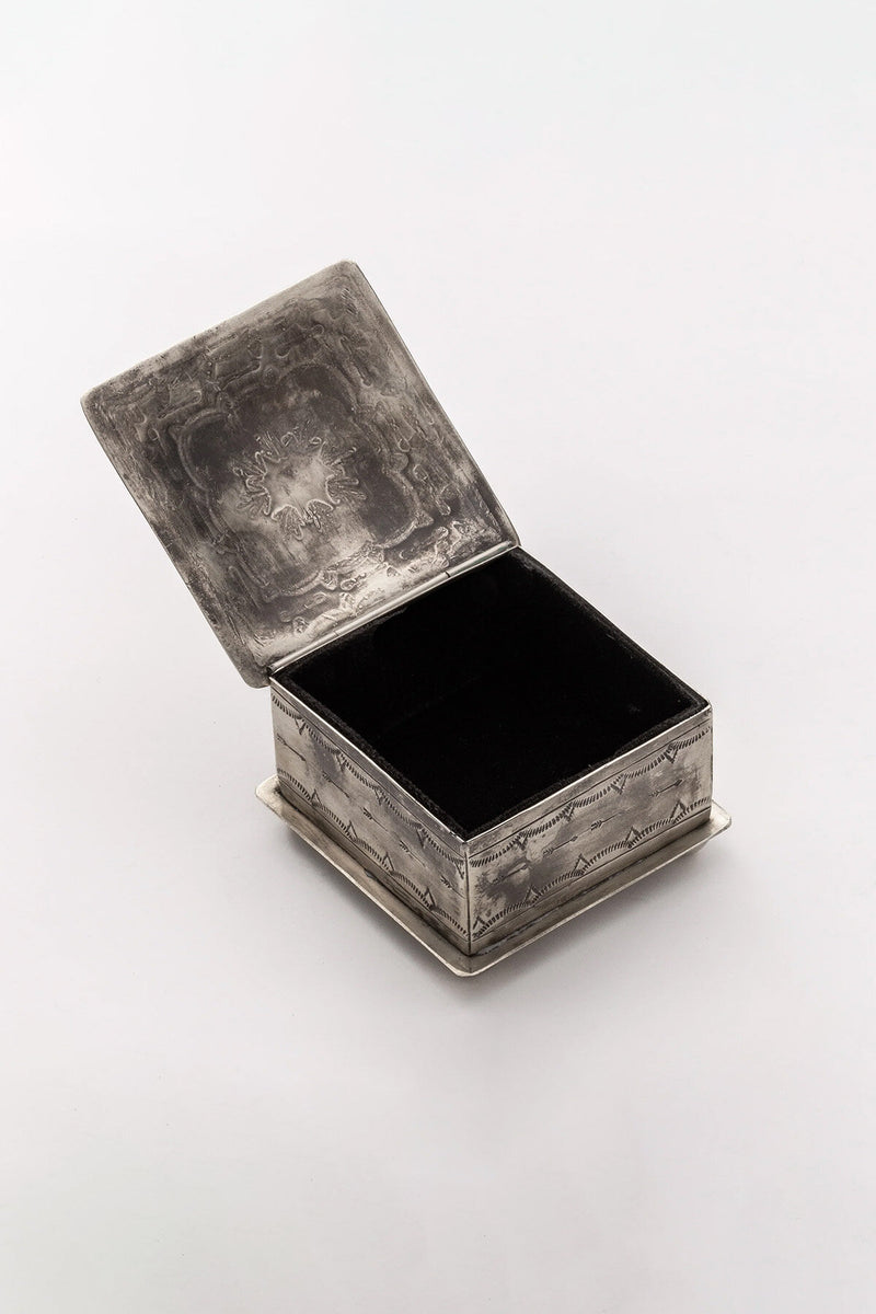 Square Stamped Box with Turquoise