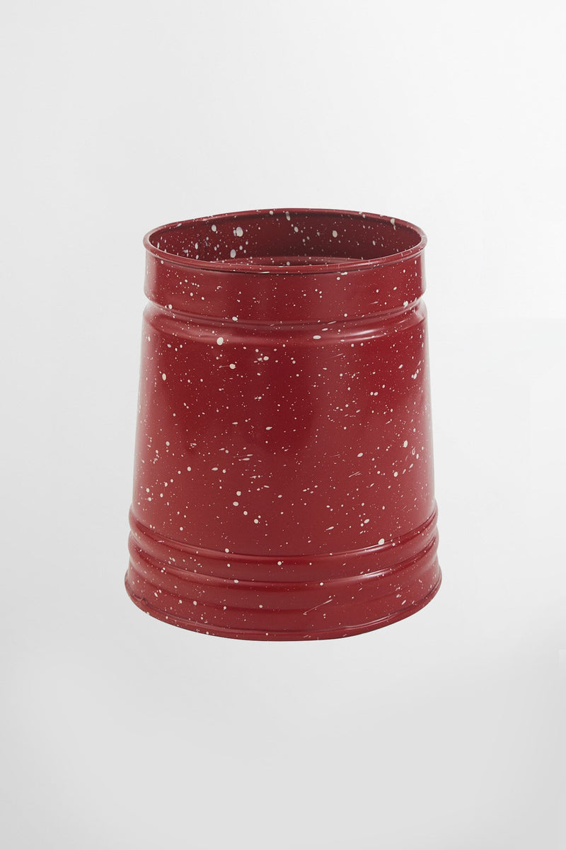 Red Graniteware Enamel Utensil Crock