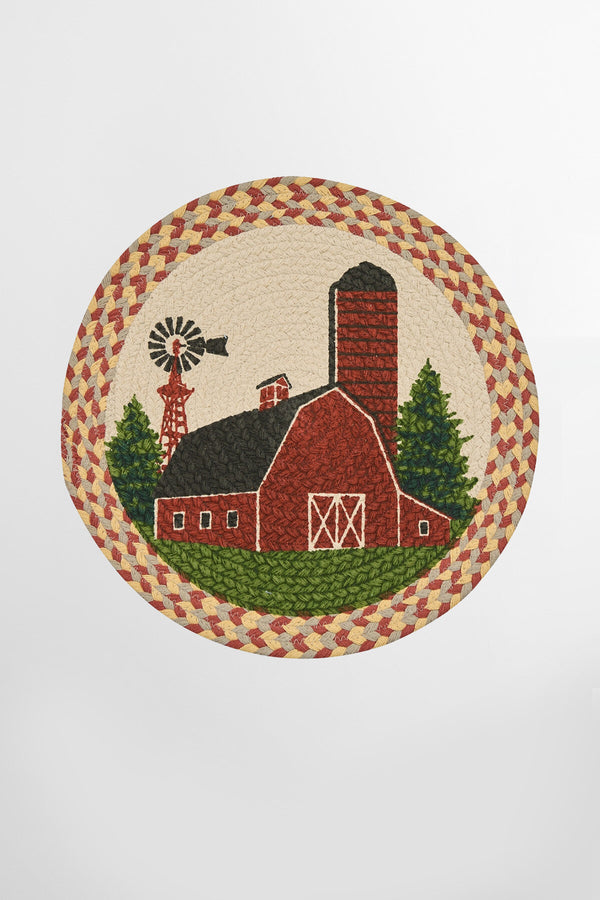 Barn Printed Braided Placemat 15" Dia