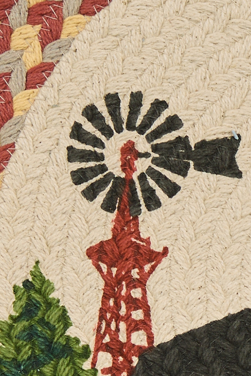 Barn Printed Braided Placemat 15" Dia