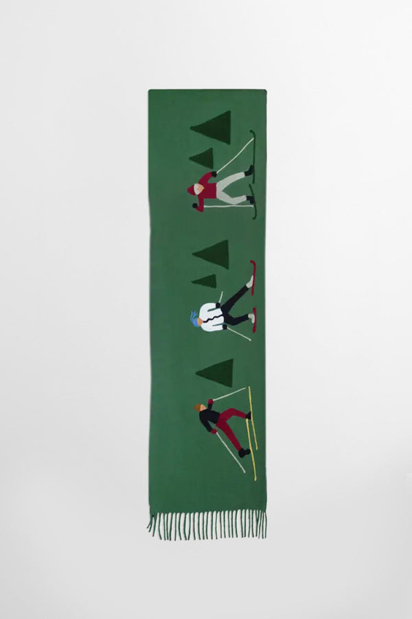 Cross Country Skier Embroidered Wool Blanket