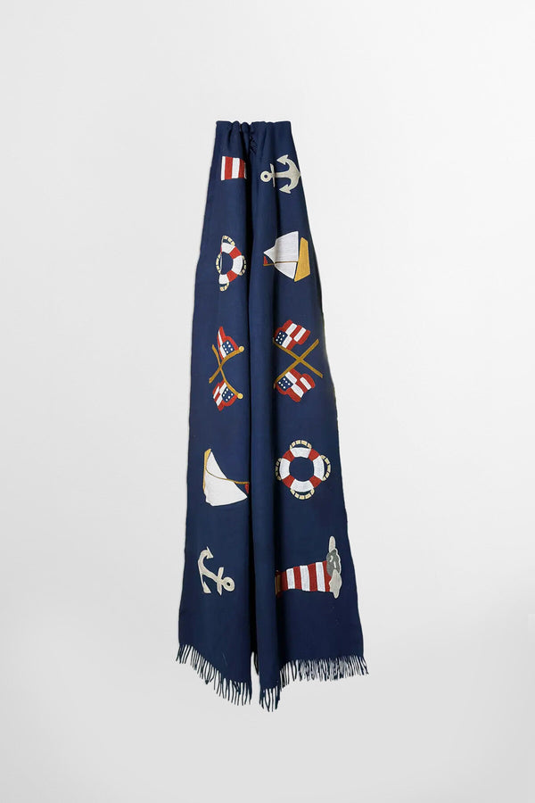 Nautical Embroidered Wool Blanket