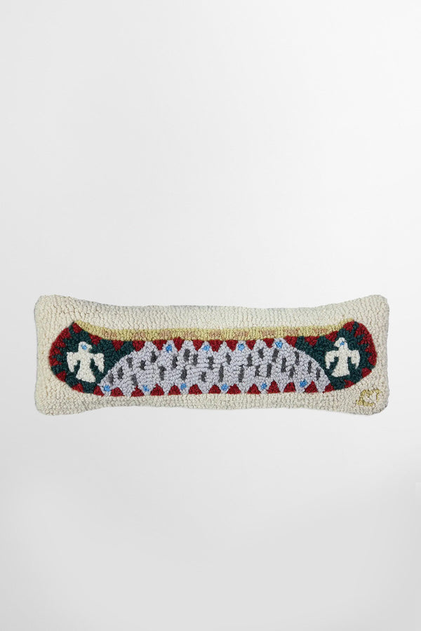Eagle Longboat Hand Hooked Pillow