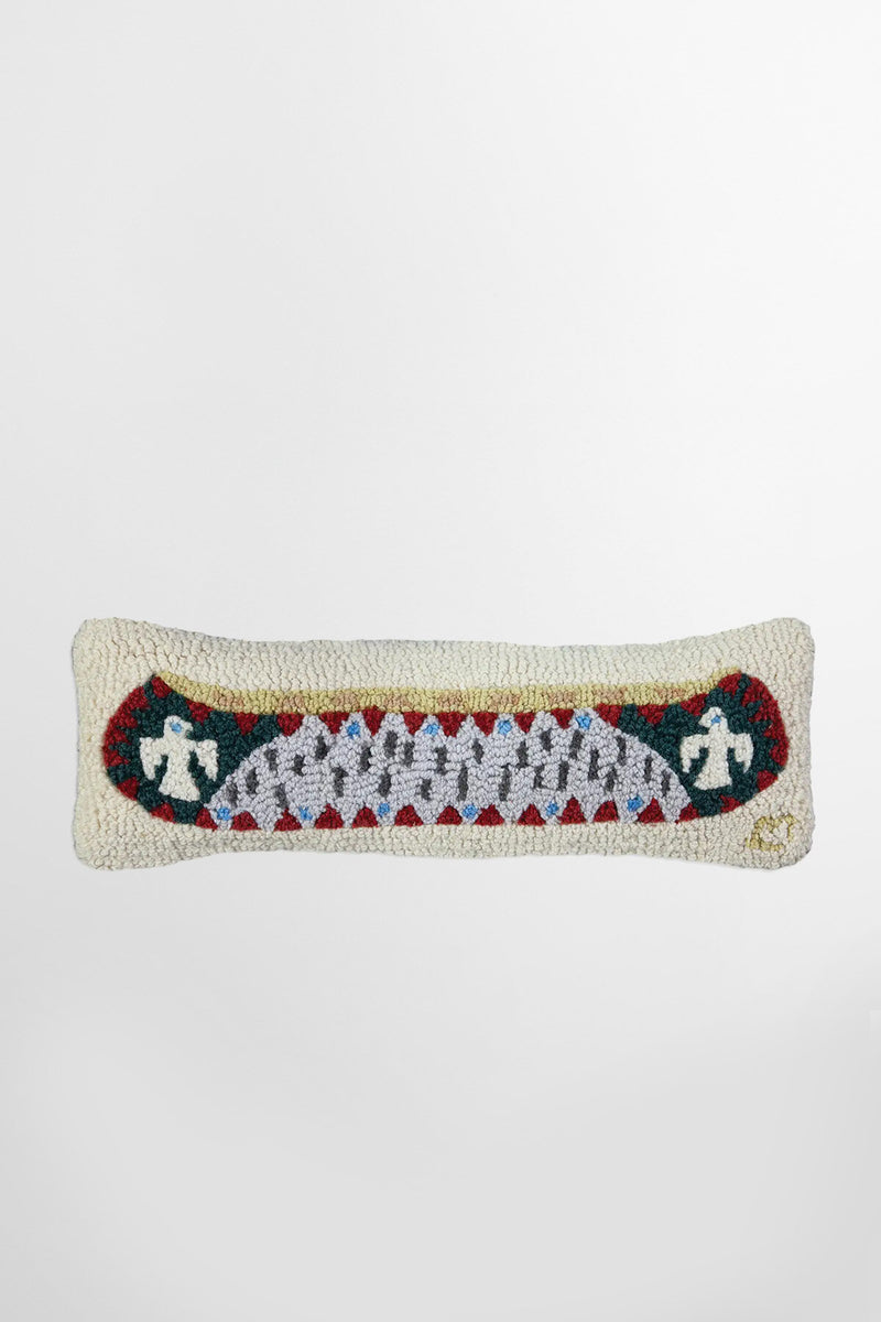 Eagle Longboat Hand Hooked Pillow