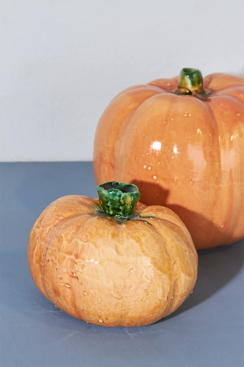 Glazed ceramic replica pumpkin