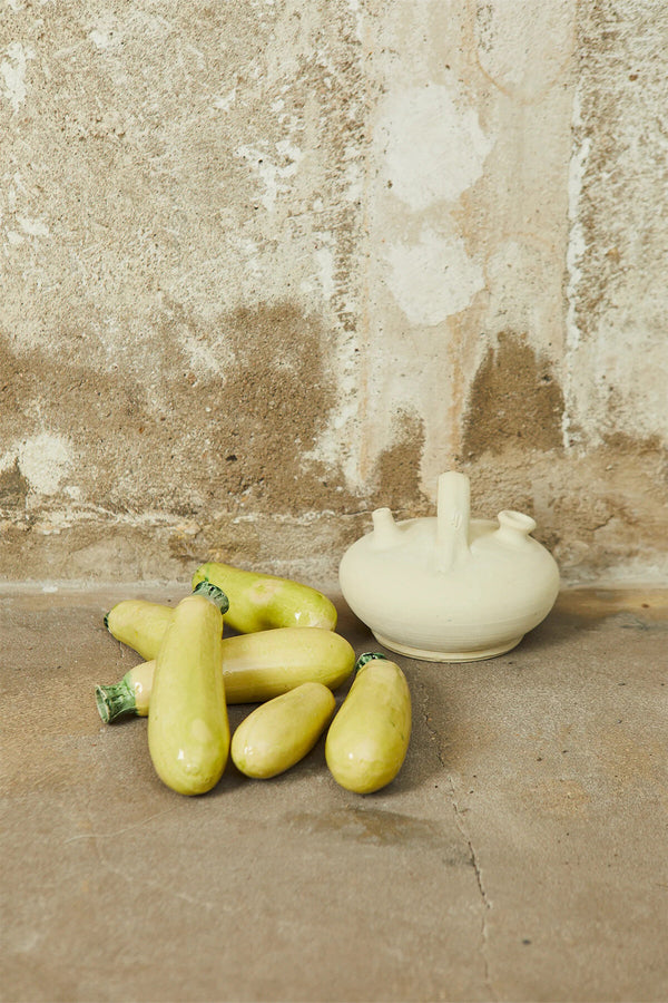 Glazed ceramic replica zucchini