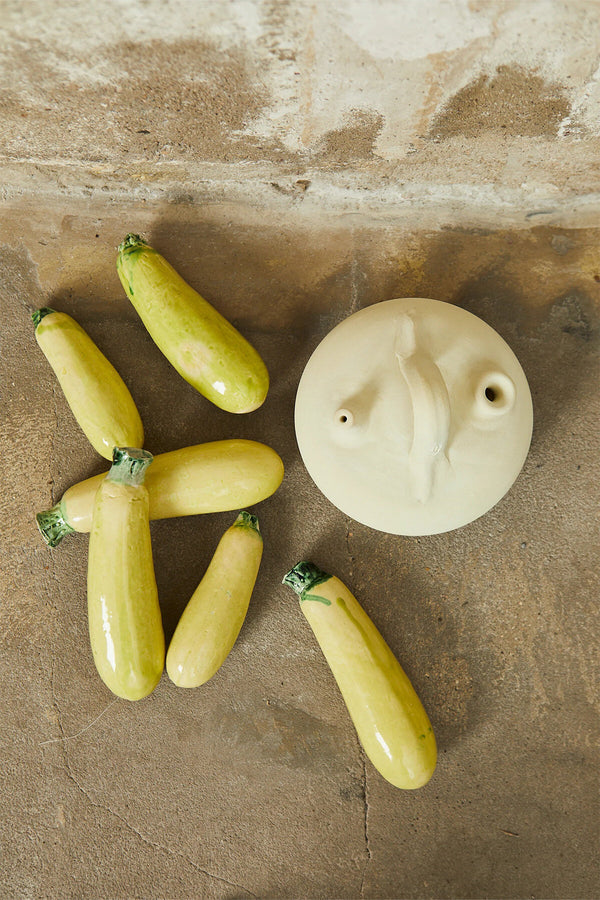 Glazed ceramic replica zucchini