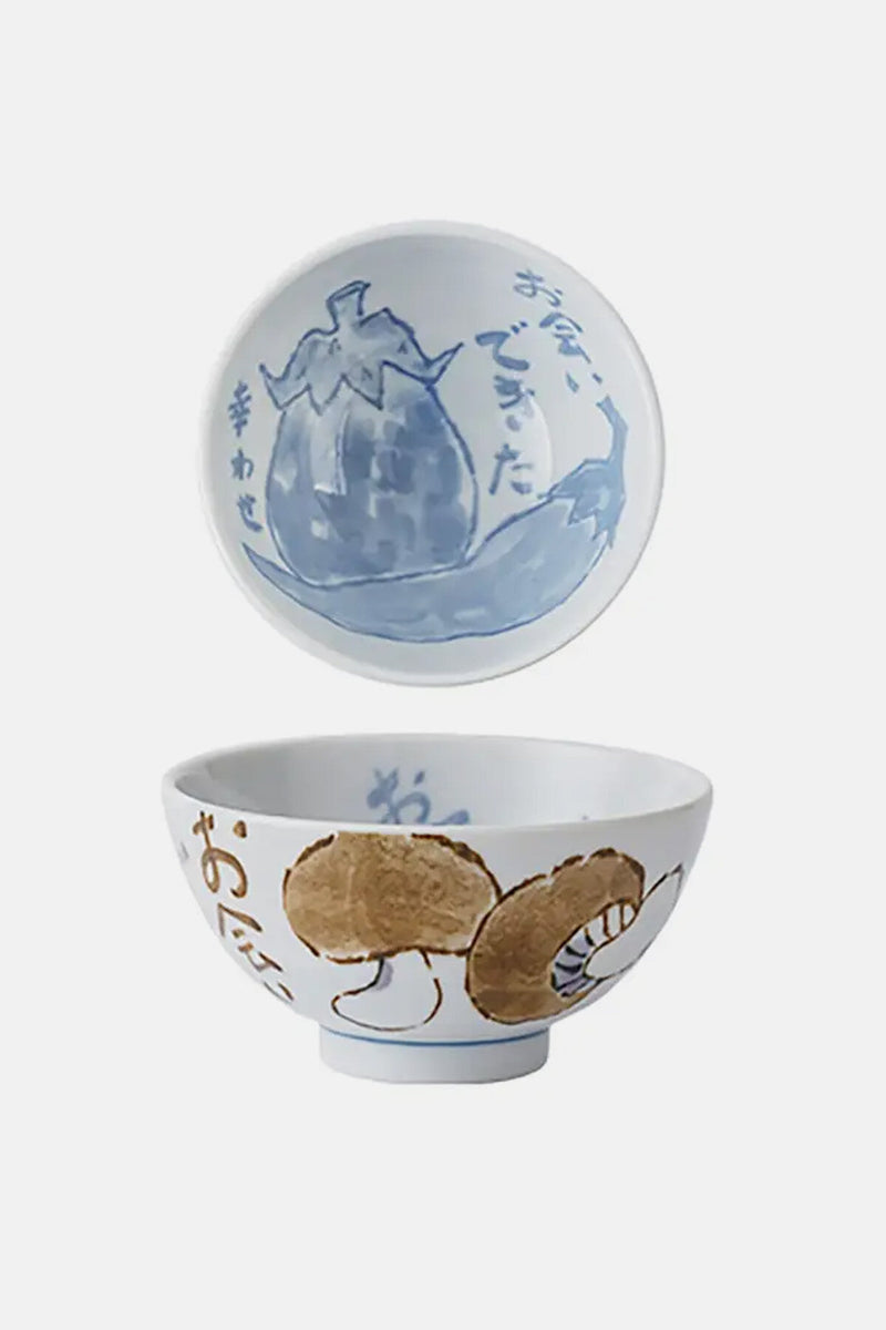 Rice bowl with vegetable design Type E