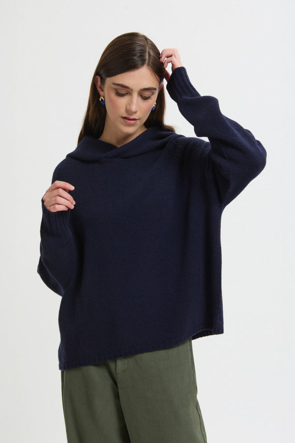 Felpa con cappuccio in lana