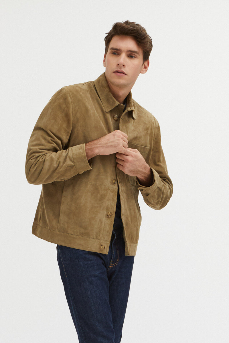 Overshirt in Pelle Scamosciata