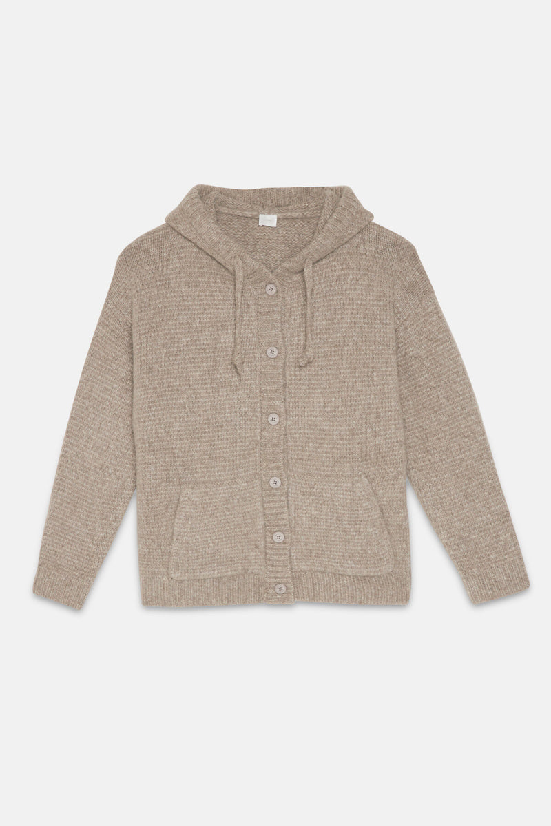 Alpaca-blend Hooded Cardigan