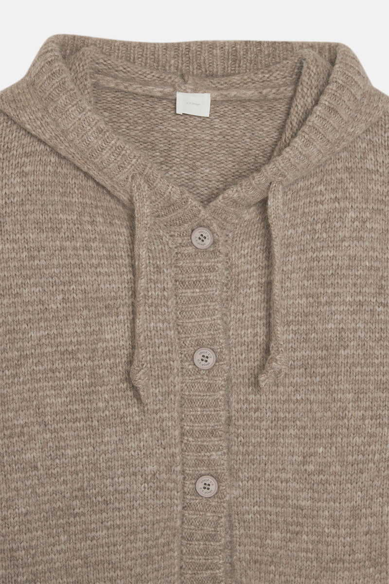 Cardigan con cappuccio in misto alpaca