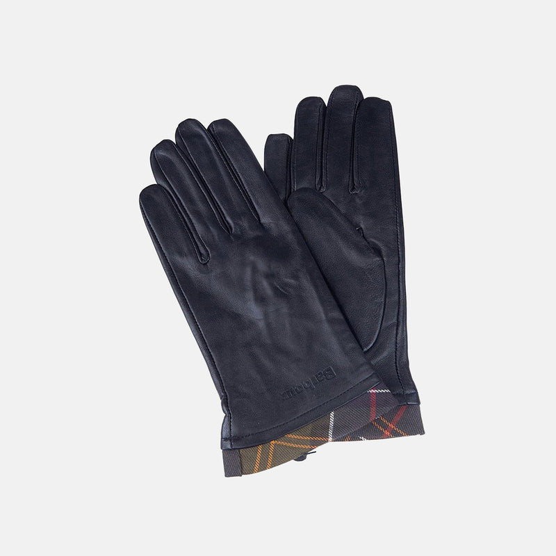 Leather Gloves with Tartan Trim