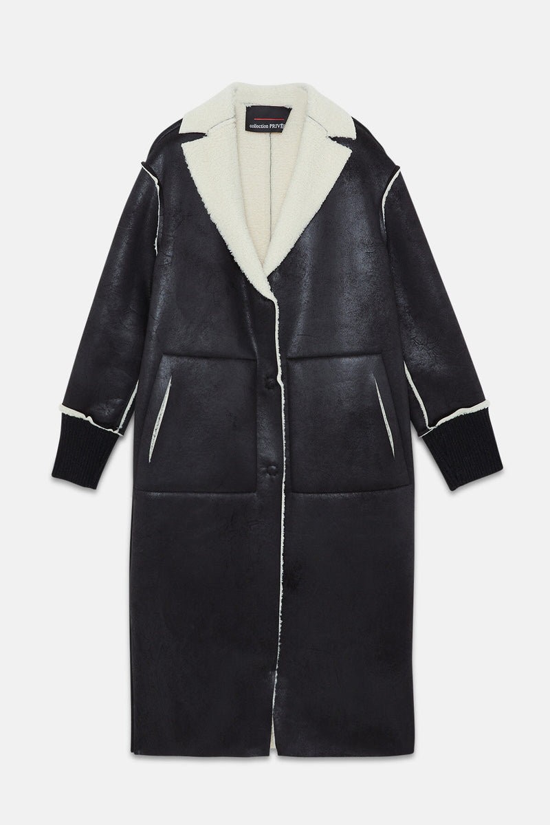 Bicolor Eco Shearling Coat